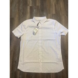 Perry Ellis Motion Slim Fit Men's Large Short Sleeve Performance Shirt White NWT